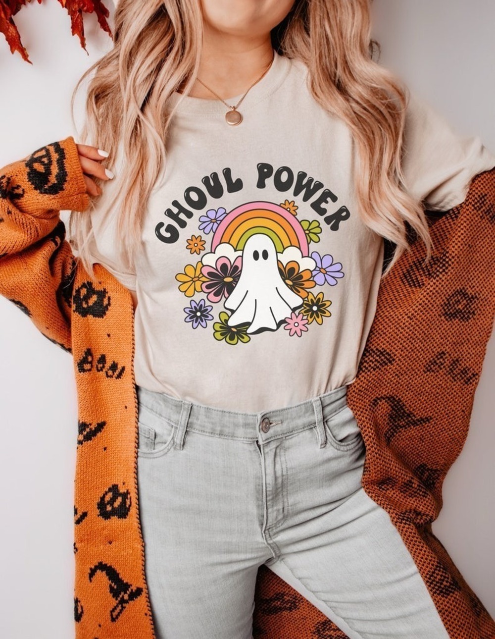 Ghoul Power Halloween Shirt Retro Fall Spooky Season Womens Graphic Tee